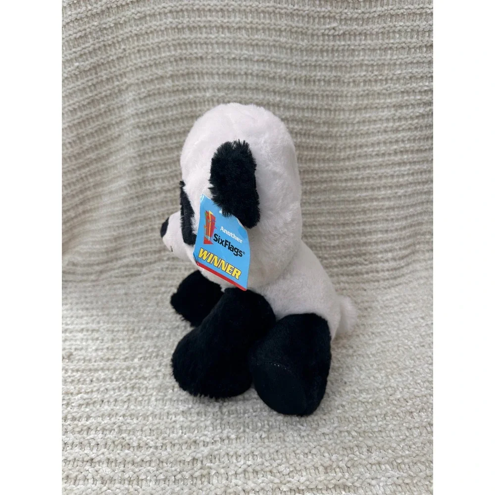Six Flags Panda Plush Stuffed Animal Sparkle Blue Eyes 12 Inch Kids Toy Kawaii